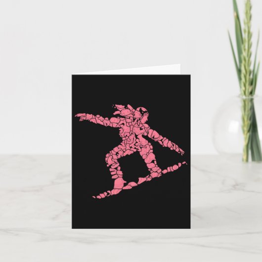 Abstracte Roze Snowboarder Wintersport Art Design Kaart (Voorkant)
