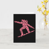 Abstracte Roze Snowboarder Wintersport Art Design Kaart (Gele Bloem)