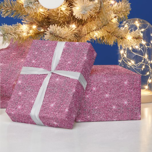 Abstracte Roze Sparkle Glitter Kerstmis Cadeaupapier (Feestdagen)