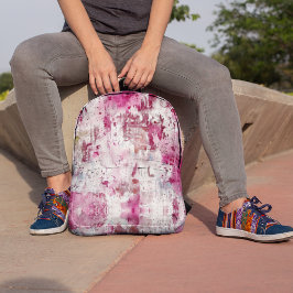 Abstracte Roze Splash in Waterverf Patterns Bedrukte Rugzak