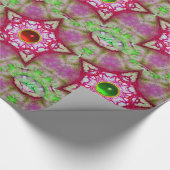 ABSTRACTE ROZE STERREN MET RODE GROENE EDELSTENEN CADEAUPAPIER (Hoek)