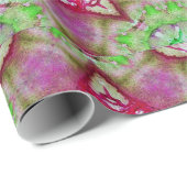 ABSTRACTE ROZE STERREN MET RODE GROENE EDELSTENEN CADEAUPAPIER (Rol Hoek)