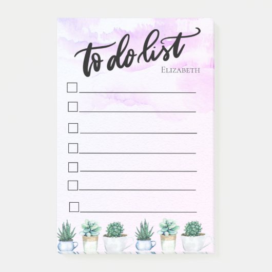 Abstracte roze verfspat, Cactus takenlijst Post-it® Notes (Voorkant)
