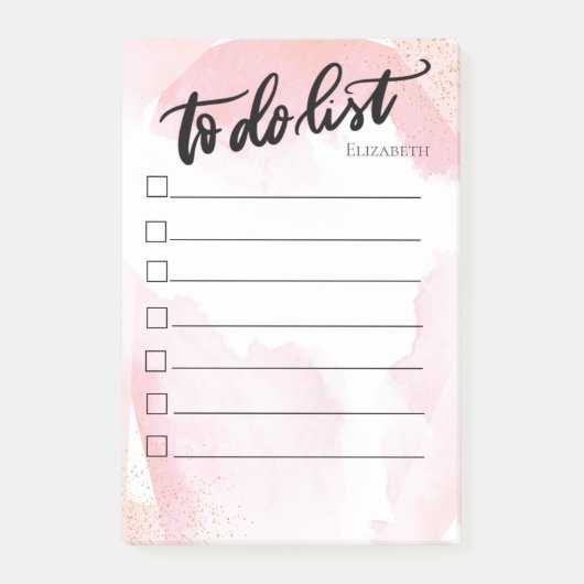 Abstracte, roze verfspat, takenlijst post-it® notes (Voorkant)
