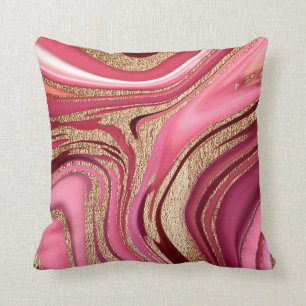 Abstracte roze vloeibare marmer met glinsterend go kussen