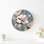 Abstracte roze Wabi-Sabi Flower Grote Klok (Huis)