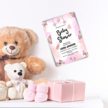 Abstracte Roze Waterverf Baby shower Invitation