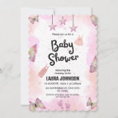 Abstracte Roze Waterverf Baby shower Invitation Feestdagenkaart (Voorkant)