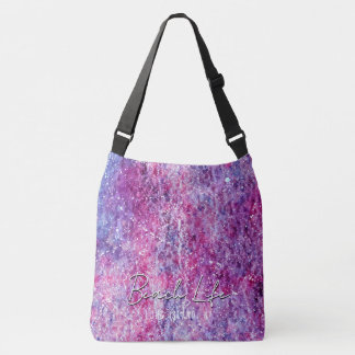 Abstracte Roze Waterverf Bloeien w Aangepaste teks Crossbody Tas