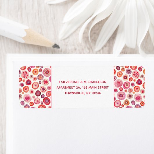 Abstracte roze Waterverf Circles Retouradres Etiket (Insitu)