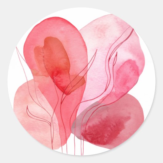 Abstracte roze waterverf compositie ronde sticker (Voorkant)