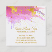 *~* Abstracte roze Waterverf Gold Luxe gloed Vierkante Visitekaartje (Achterkant)