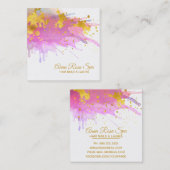 *~* Abstracte roze Waterverf Gold Luxe gloed Vierkante Visitekaartje (Voorkant / Achterkant)