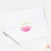 Abstracte roze Waterverf Gold Splatter Geen Post-i Ronde Sticker (Envelop)