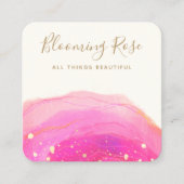 Abstracte roze Waterverf Gold Splatter Square Sq Vierkante Visitekaartje (Voorkant)
