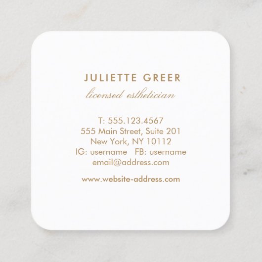 Abstracte roze Waterverf Gold Splatter Square Sq Vierkante Visitekaartje (Achterkant)