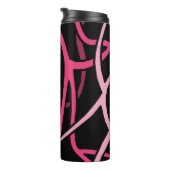Abstracte roze wijnstokken thermosbeker (Geroteerd rechts)