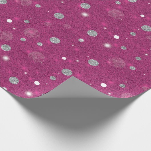 Abstracte Roze Wit Gouden Cirkels Glitter Kerstmis Cadeaupapier (Hoek)