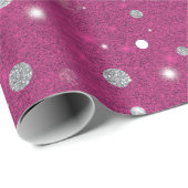 Abstracte Roze Wit Gouden Cirkels Glitter Kerstmis Cadeaupapier (Rol Hoek)
