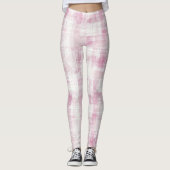 Abstracte roze witte gepleisterde strepen leggings (Voorkant)
