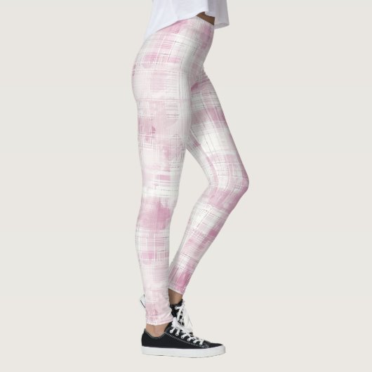 Abstracte roze witte gepleisterde strepen leggings (Rechts)