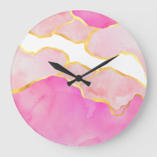 Abstracte roze witte, moderne acrylwandklok grote klok