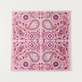 Abstracte roze witte paisleyscheurtjes Wandkleed (Voorkant (horizontaal))