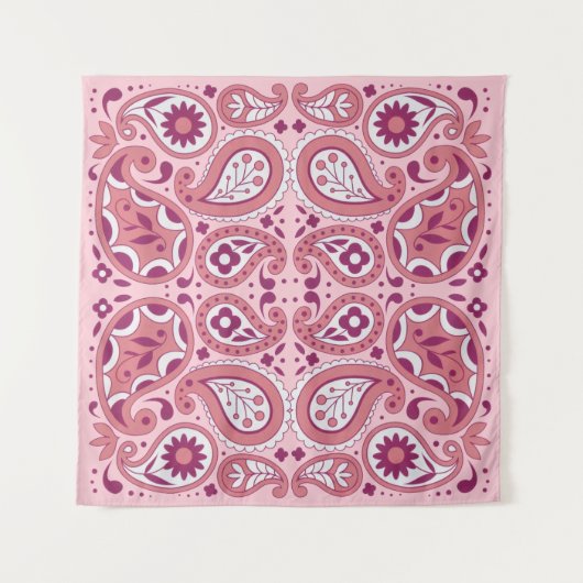  Abstracte roze witte paisleyscheurtjes Wandkleed (Voorkant (horizontaal))