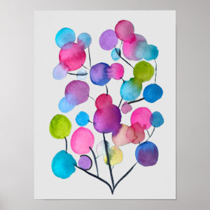 Abstracte roze zomerboom poster