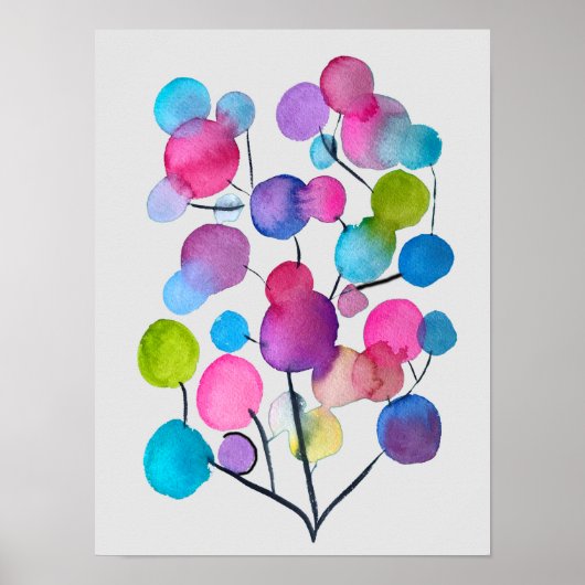 Abstracte roze zomerboom poster (Voorkant)