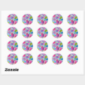 Abstracte roze zomerboom ronde sticker (Vel)