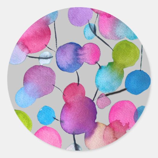 Abstracte roze zomerboom ronde sticker (Voorkant)