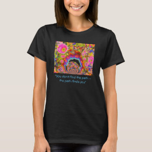 Abstracte roze zonnebloem mandala t-shirt
