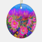 Abstracte roze zonnebloemvelden, retro bloemen keramisch ornament (Links)