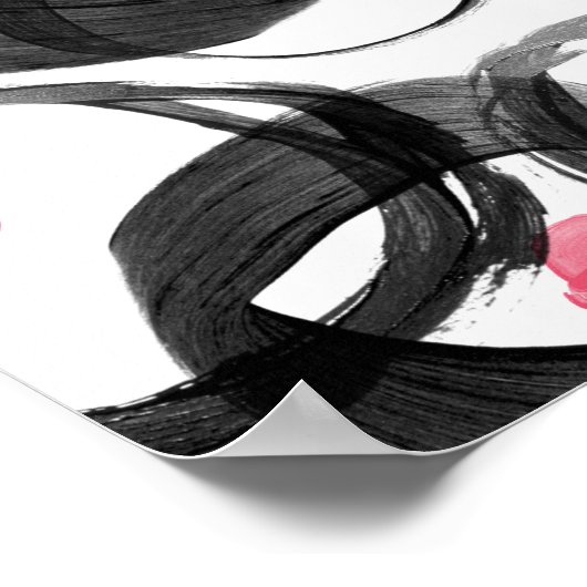 Abstracte roze zwarte waterverf cirkels stippen poster (Hoek)