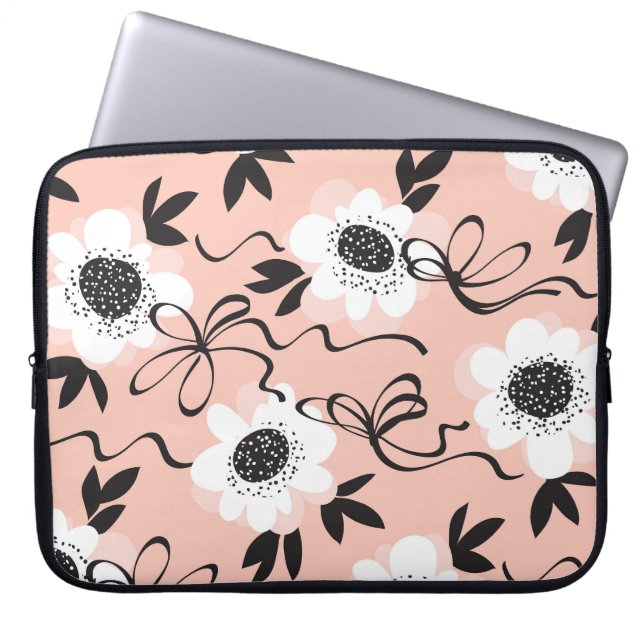Abstracte rozen, bleke kleuren,  patroon. laptop sleeve (Voorkant)