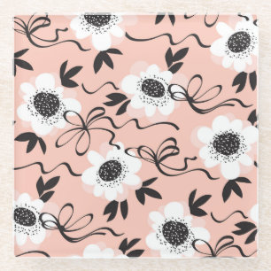 Abstracte rozen, bleke kleuren, vintage patroon. glazen onderzetter
