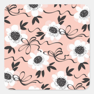 Abstracte rozen, bleke kleuren, vintage patroon. vierkante sticker