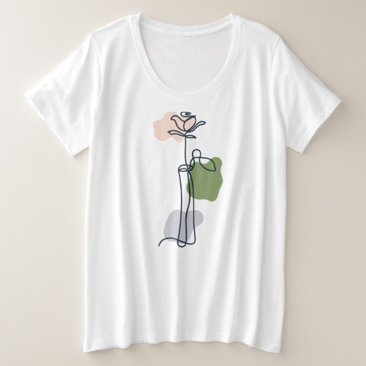 Abstracte Rozen bloem Grote Maat T-shirt (Design voorkant)