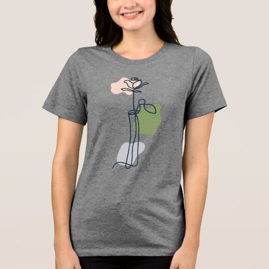 Abstracte Rozen bloem Tri-Blend Shirt (Voorkant)