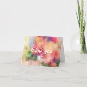 Abstracte rozen bloemen dank je handschrift chic bedankkaart