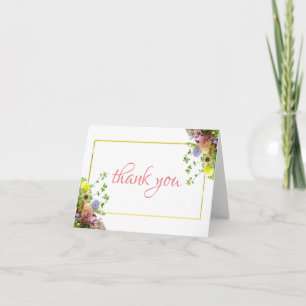 Abstracte rozen bloemen dank je handschrift chic bedankkaart
