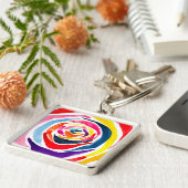 Abstracte rozen bloemen pop sleutelhanger (Zijkant)