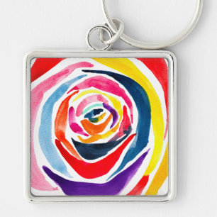 Abstracte rozen bloemen pop sleutelhanger