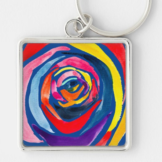 Abstracte rozen bloemen pop sleutelhanger (Voorkant)