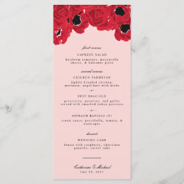 Abstracte rozen en klaprozen bruiloft menu