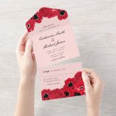 Abstracte Rozen en papavers All In One Uitnodiging (Afscheurbaar)