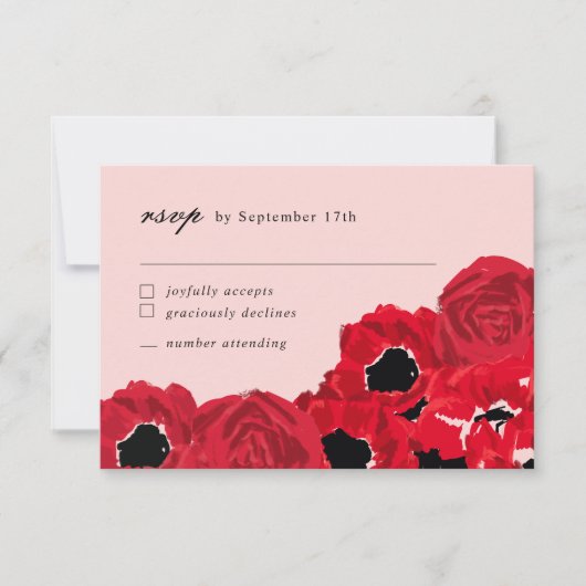 Abstracte Rozen en papavers die Kleine RSVP coördi Notitiekaartje (Voorkant)