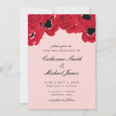 Abstracte Rozen en Poppies bruiloft Kaart (Voorkant)