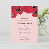 Abstracte Rozen en Poppies bruiloft Kaart (Staand voorkant)